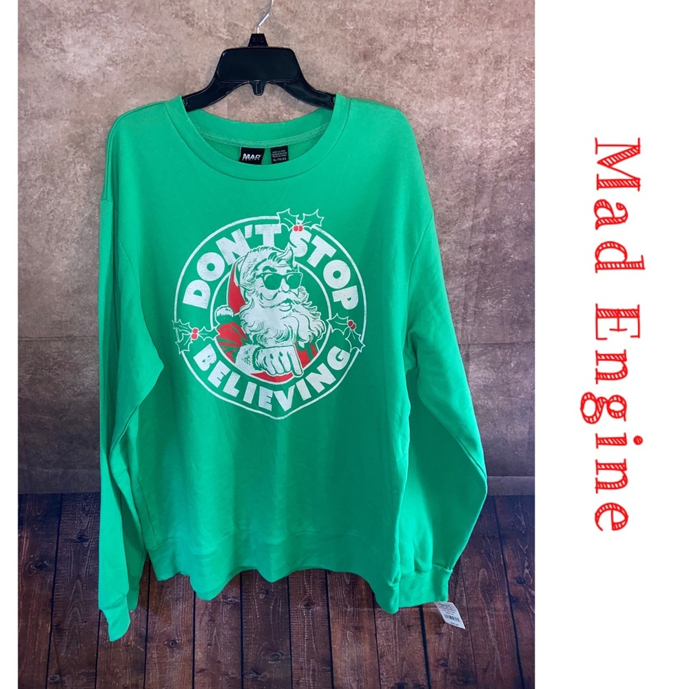 Mad Engine-Believe in Santa Christmas sweatshirt-Unisex XL- NWT